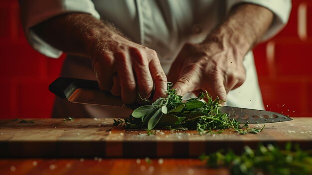 Kucharz krojący zioła